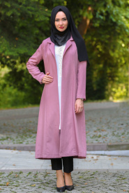 Coat - Dusty Rose Hijab Coat 52390GK - Thumbnail