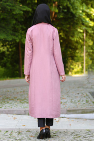 Coat - Dusty Rose Hijab Coat 52390GK - Thumbnail