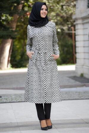 Coat - Ecru Hijab Coat 51280E - 1