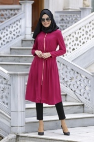 Coat - Fuchsia Hijab Coat 5066F - Thumbnail