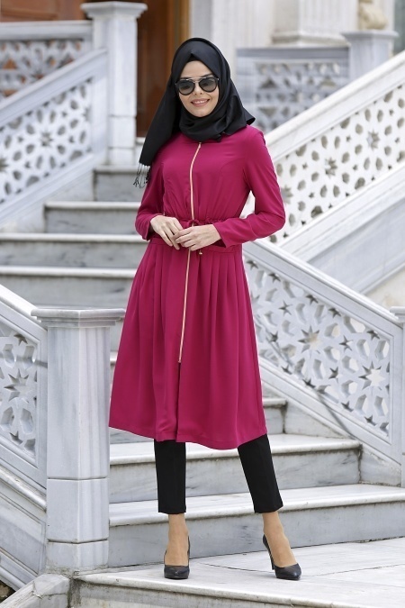 Coat - Fuchsia Hijab Coat 5066F