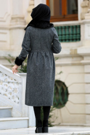 Coat - Grey Hijab Coat 53310GR - Thumbnail