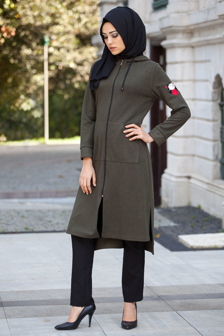 Coat - Khaki Hijab Coat 51220HK