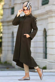 Coat - Khaki Hijab Coat 51560HK - Thumbnail