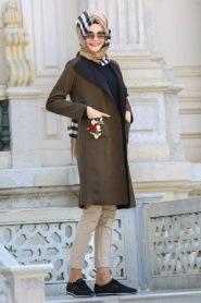 Coat - Khaki Hijab Coat 53110HK - Thumbnail
