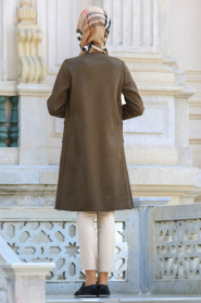 Coat - Khaki Hijab Coat 53110HK - Thumbnail