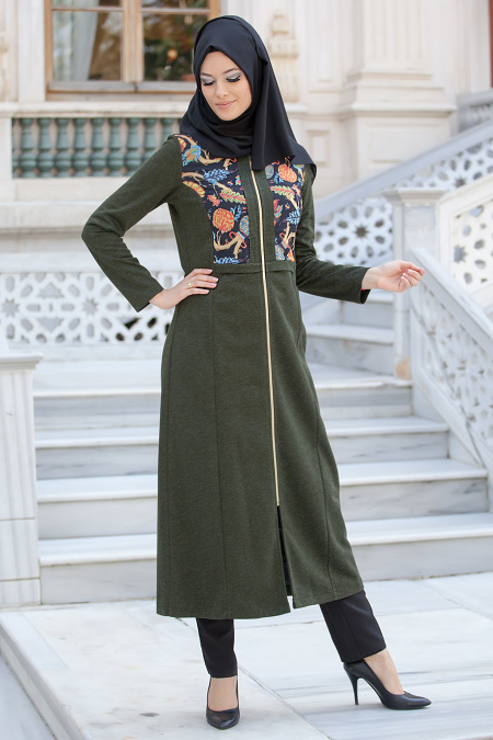 Coat - Khaki Hijab Coat 6185HK