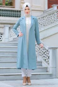 Coat - Mint Hijab Coat 52390MINT - Thumbnail