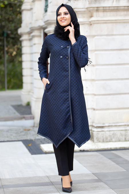 Coat - Navy Blue Hijab Coat 51190L