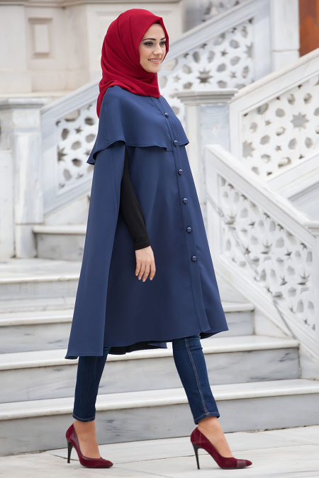 Coat - Navy Blue Hijab Coat 51390L