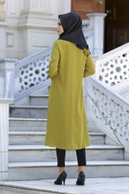 Coat - Oil Green Hijab Coat 5034YY - Thumbnail