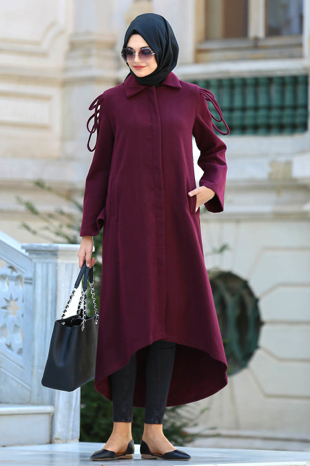 Coat - Plum Color Hijab Coat 51560MU