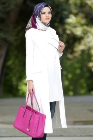 Coat - White Hijab Coat 5047B - Thumbnail