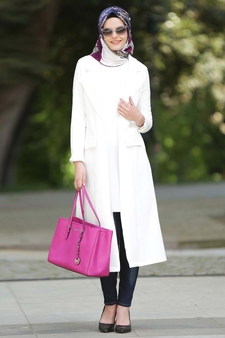 Coat - White Hijab Coat 5047B