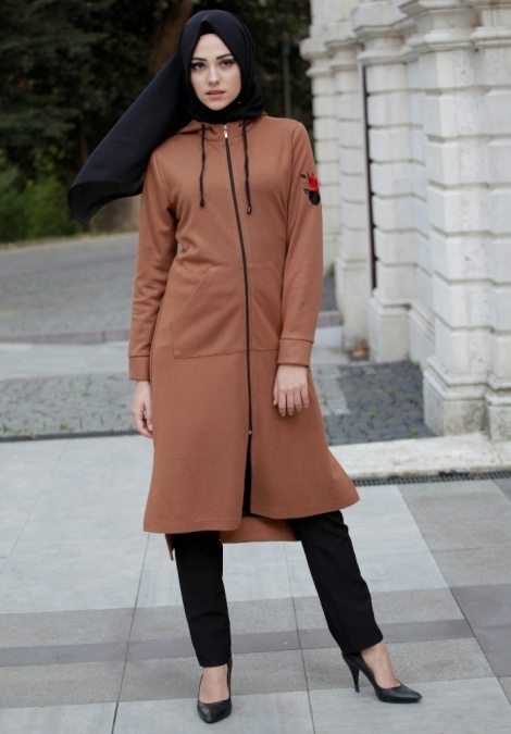 Coat - Yellowish Brown Hijab Coat 51220TB