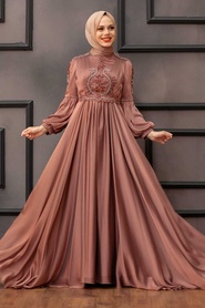 Neva Style - Elegant Cooper Muslim Fashion Evening Dress 2212BKR - Thumbnail