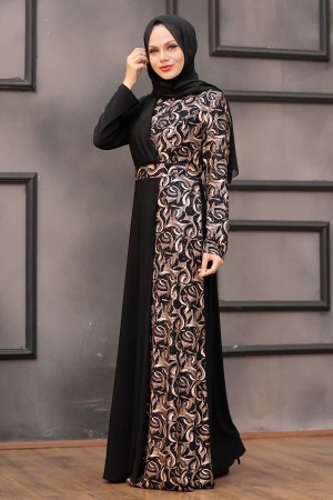 Neva Style - Plus Size Cooper Islamic Wedding Dress 3067BKR - 1