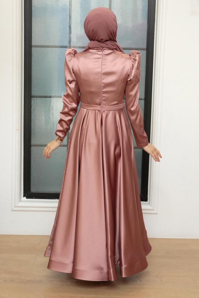 Neva Style - Satin Copper Modest Evening Dress 22584BKR - 1