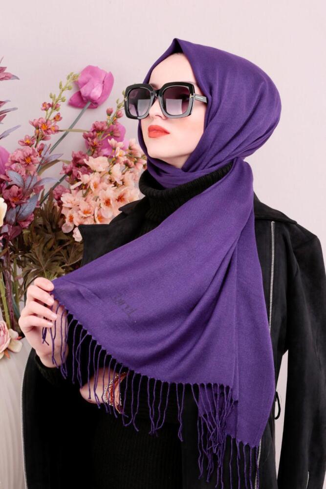 Cotton Purple Hijab Shawl 7491MOR - 1