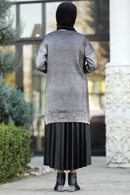 Couleur argent -Neva Style -Tunique En Tricot Hijab-40001GMS - Thumbnail