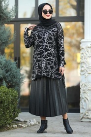 Couleur argent -Neva Style -Tunique En Tricot Hijab-42350GMS - Thumbnail