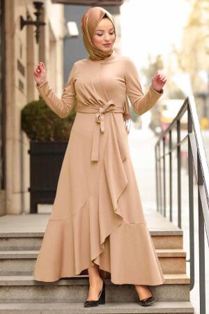 Couleur Buscuit - Nayla Collection - Robe CroisEe - 4041BS - 1