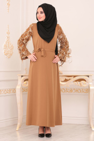  Couleur Buscuit- Nayla Collection - Robe Hijab 40640BS - Thumbnail