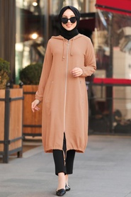  Couleur Buscuit- Neva Style - Manteau Hijab- 10045BS - Thumbnail