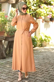 Couleur Buscuit - Neva Style - Manteau Hijab - 5454BS - Thumbnail
