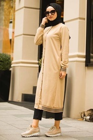 Couleur Buscuit - Neva Style - Manteau Hijab - 60250BS - Thumbnail