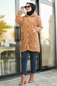 Couleur Buscuit -Neva Style -Manteau Hijab-60701BS - Thumbnail