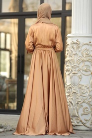Couleur Buscuit - Tesettürlü Abiye Elbise - Robe de Soirée Hijab - 1418BS - Thumbnail