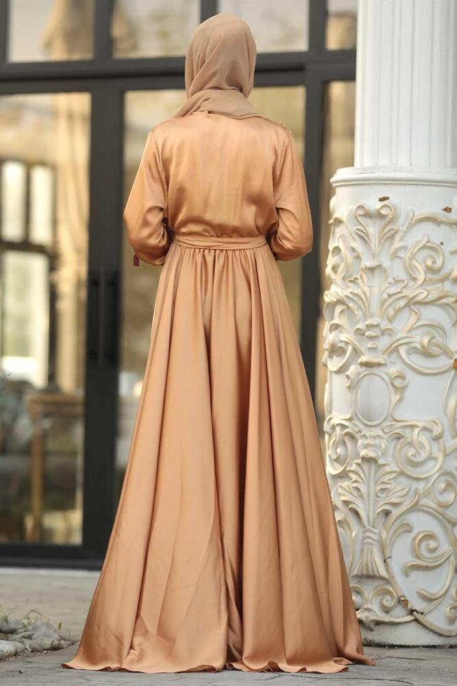 Couleur Buscuit - Tesettürlü Abiye Elbise - Robe de Soirée Hijab - 1418BS - 2
