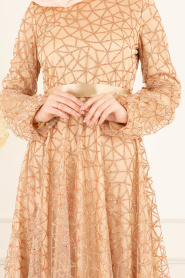  Couleur Buscuit - Tesettürlü Abiye Elbise - Robes de Soirée 31481BS - Thumbnail