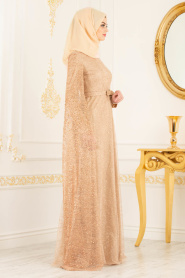  Couleur Buscuit - Tesettürlü Abiye Elbise - Robes de Soirée 3247BS - Thumbnail