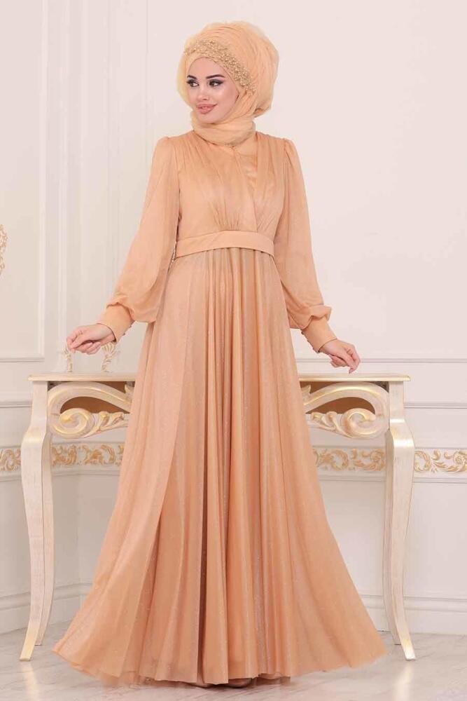 Couleur Buscuit - Tuay - Robe de Soirée Hijab - 30632BS - 1