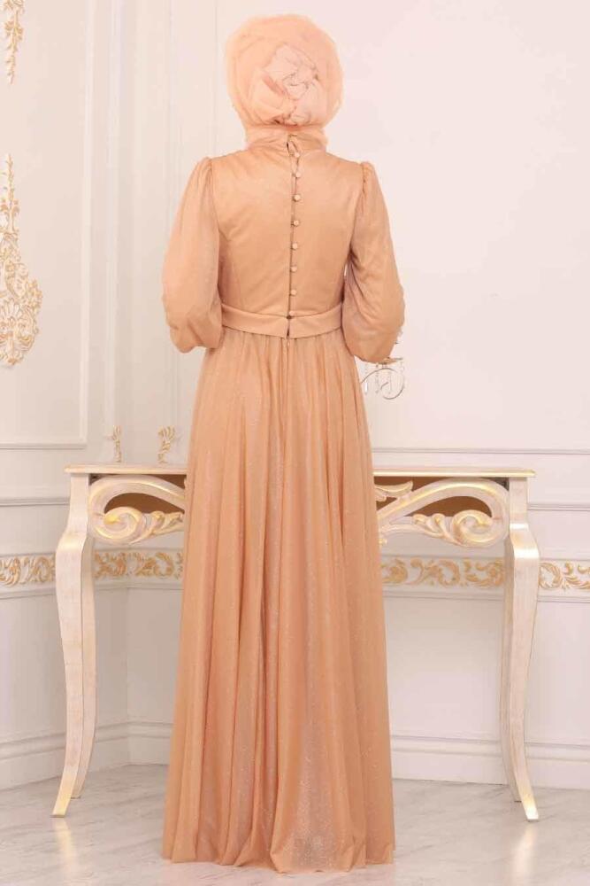 Couleur Buscuit - Tuay - Robe de Soirée Hijab - 30632BS - 3