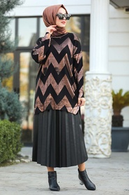 Couleur Cuivre -Neva Style -Tunique En Tricot Hijab-4440BKR - Thumbnail