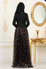 Couleur Cuivre - Tesettürlü Abiye Elbise - Robe de Soirée Hijab 8115BKR - Thumbnail
