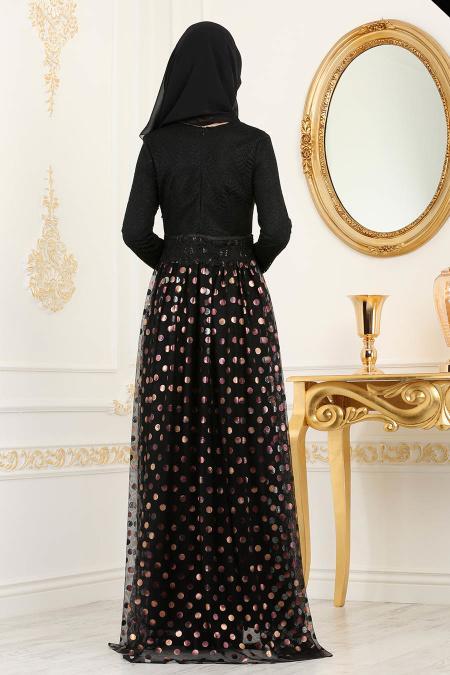 Couleur Cuivre - Tesettürlü Abiye Elbise - Robe de Soirée Hijab 8115BKR - 3