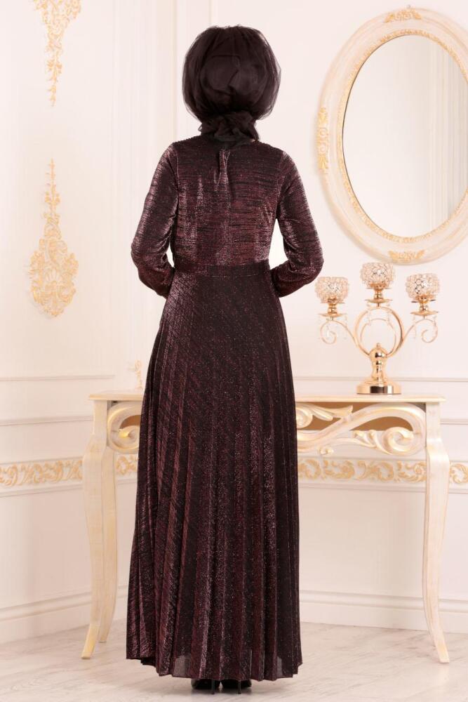  Couleur Cuivre- Tesettürlü Abiye Elbise - Robe de Soirée Hijab 84720BKR - 2