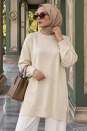 Cream Modest Knit Sweater 10901KR 
