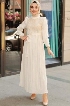 Crem Hijab Dress 10294KR - 1