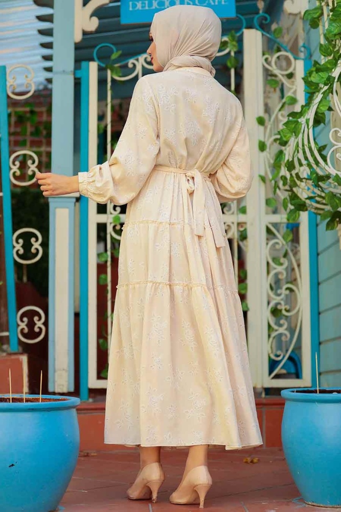 Crem Hijab Dress 2284KR - 2