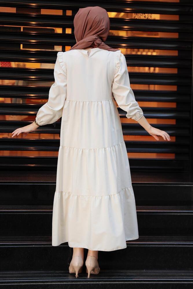 Crem Hijab Dress 7688KR - 3