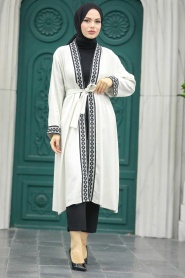Crem Hijab Kimono 10373KR - Thumbnail