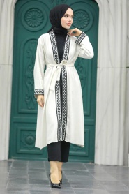 Crem Hijab Kimono 10373KR - Thumbnail
