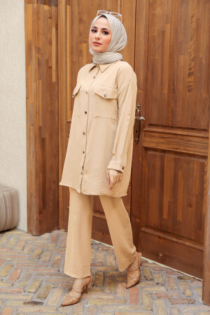 Crem Hijab Suit Dress 16041KR - 1