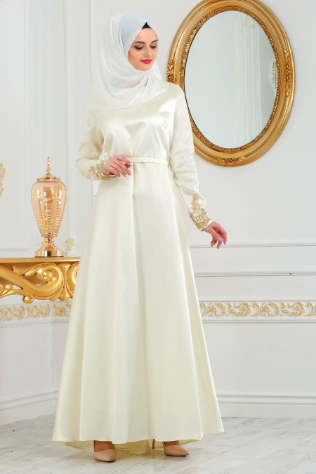 Créme - Nayla Collection - Robes de Soirée 3516KR