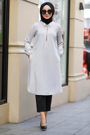 Créme-Neva Style-Tunique Hijab-467KR - Thumbnail